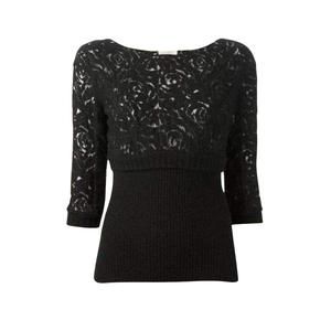 Nina Ricci - Black Wool Blend Lace Sweater - FR 40